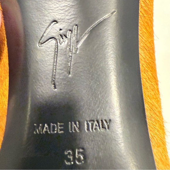 Giuseppe Zanotti Italy Heels Camel Pony Hair W/ Black Patent Toe Sz US 5  NIB - Picture 8 of 15